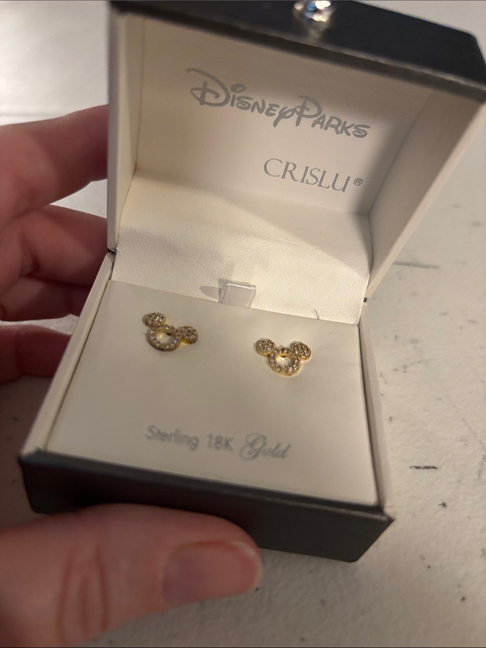 CRISLU Disney Parks Gold Mickey Stud Earrings